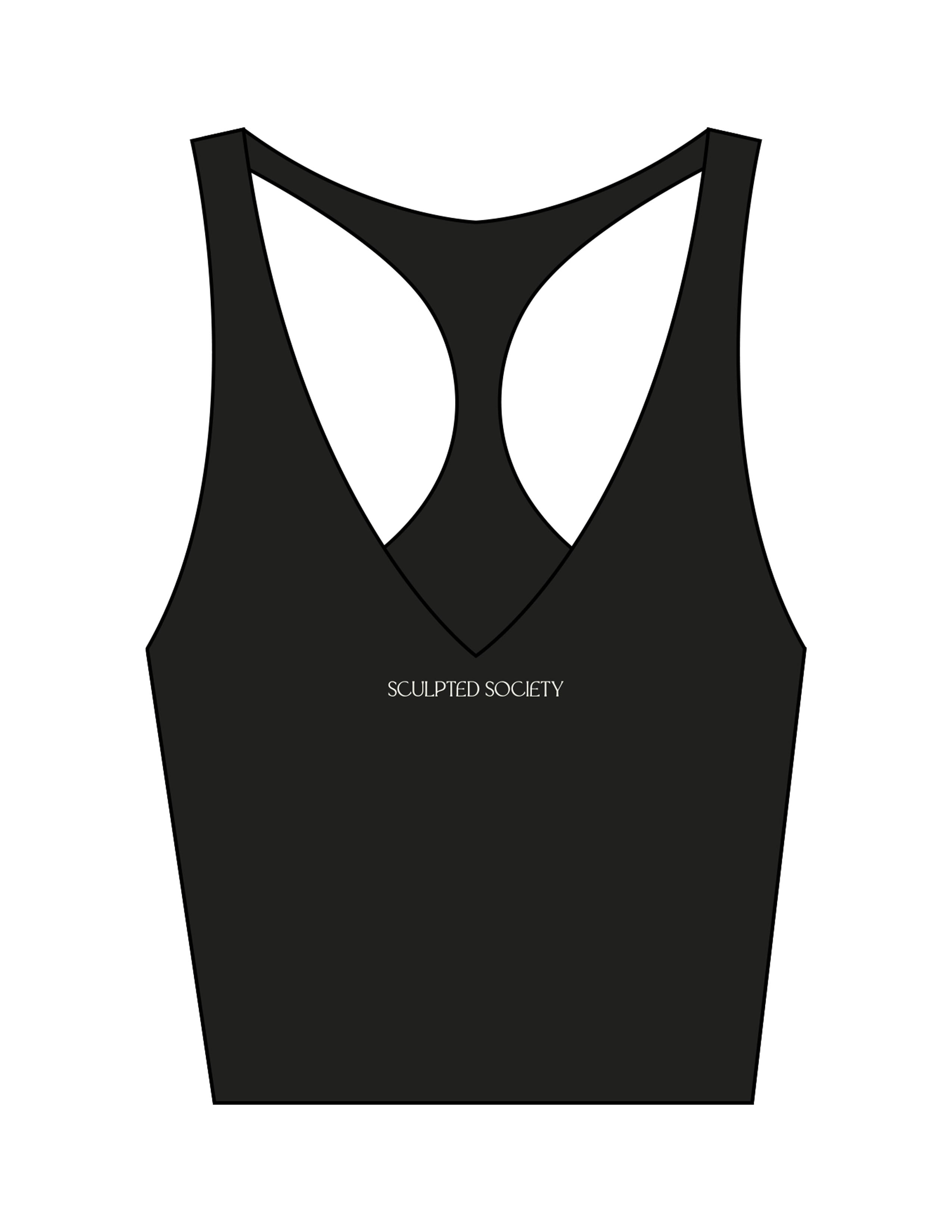 The Racer Tank - Black - SCULPTED SOCIETY - Center Chest - Off White