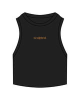 The Ribbed Crop Tank - Black - SCULPTED - Chest Center - Embroidered - Bronze