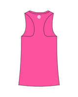 The Womens Full Length Tank - Pink - Krista - Center Chest Stacked & Back Neckline - Printed - White