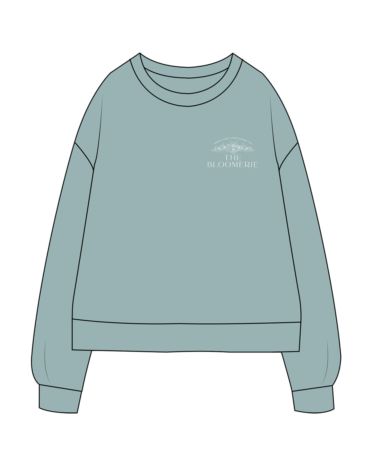 The Recycled Unisex Crewneck - Arctic - THE BLOOMERIE LLC - Left Chest & Back Stacked - Printed - Full Color