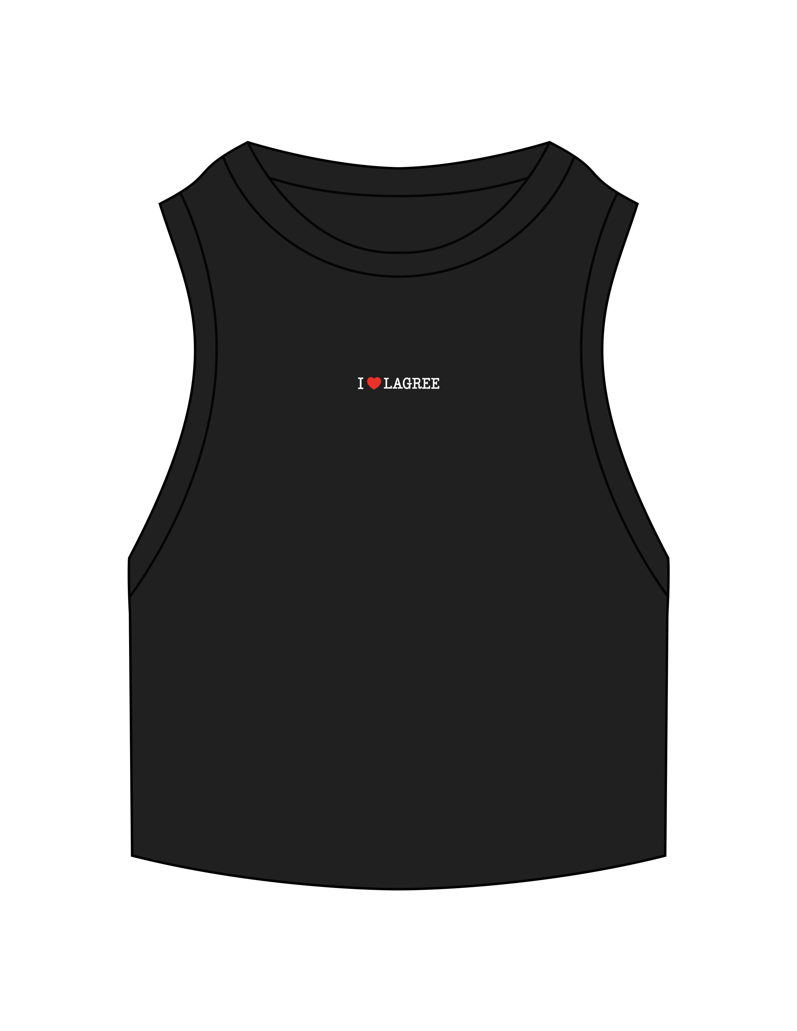 The Ribbed Crop Tank - Black - Lagree Fit Expo 2026 I ♥ Lagree - Center Chest - Embroidered - Full Color