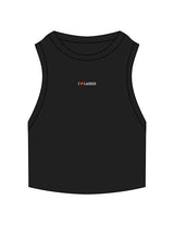 The Ribbed Crop Tank - Black - Lagree Fit Expo 2026 I ♥ Lagree - Center Chest - Embroidered - Full Color