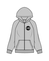 The Womens Zip Hoodie - Heather - Haute Barre - Left Chest & Back Center Stacked - Black