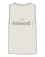 The Womens Heavyweight Tank - Washed Bone - Balanced Self - Left Chest & Back Center Stacked - Printed - Full Color