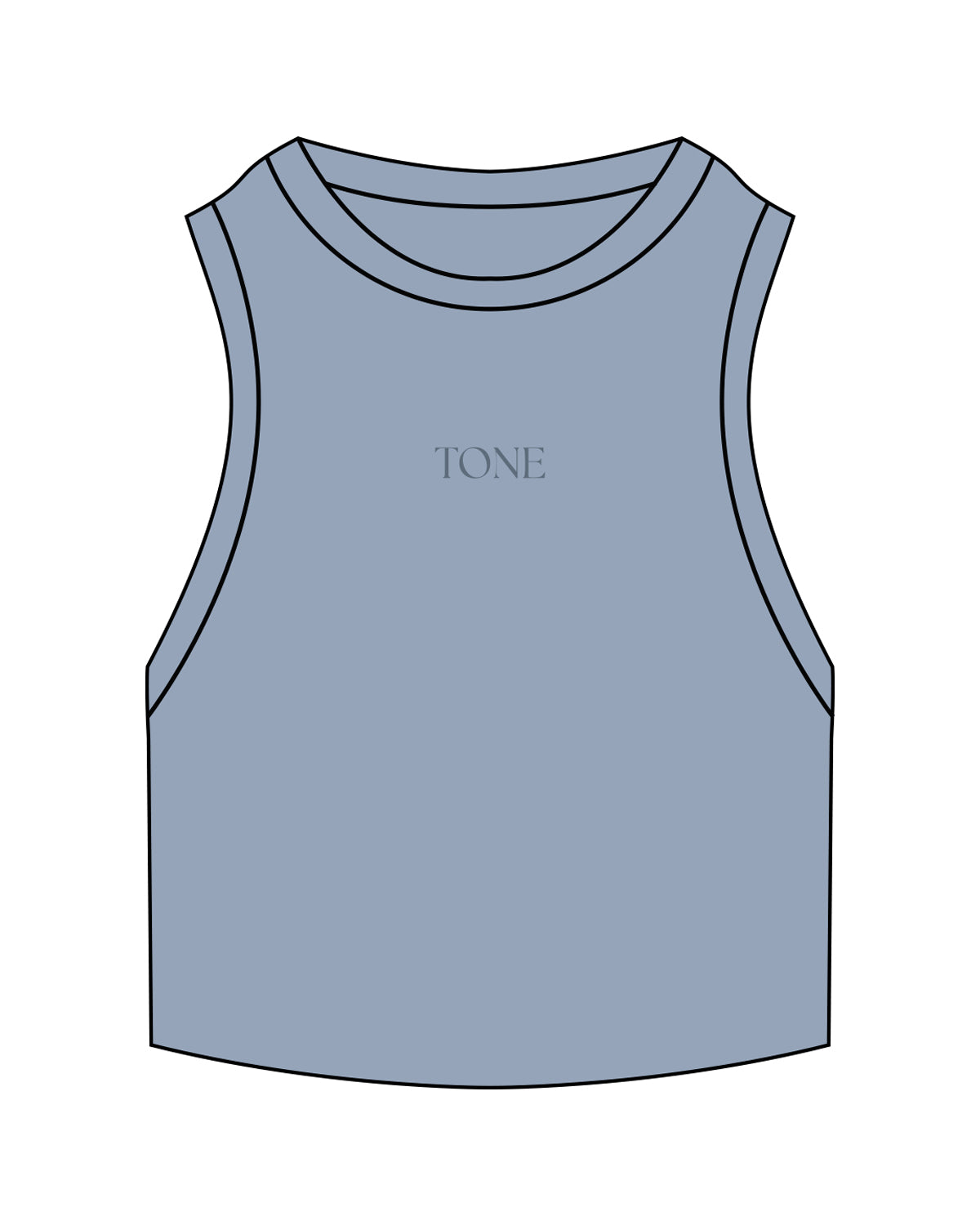 The Ribbed Crop Tank - Powder - Tone Wellness Studio - Center Chest - Embroidered - Tone on Tone