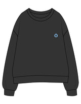 The Womens Crewneck - Washed Black - Powerhouse Fitness - Left Chest & Back Stacked - Printed - Full Color