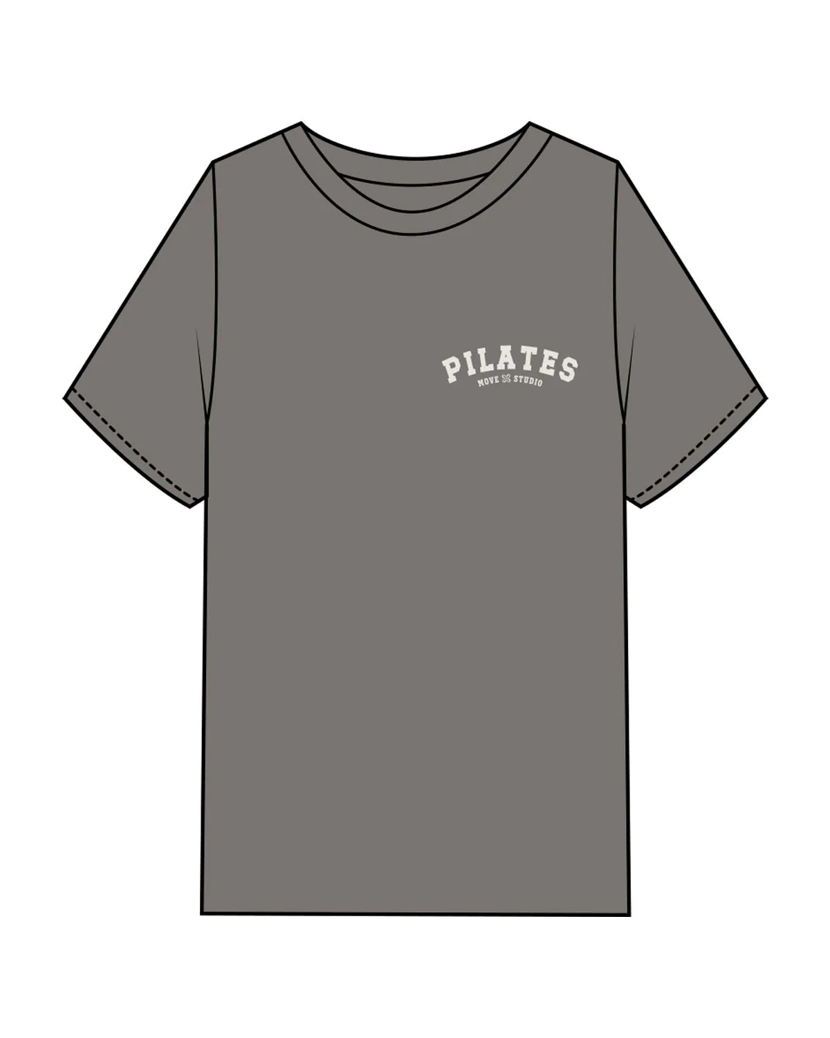 The Mens Heavyweight Tee - Washed Gray - Move Studio - Left Chest Stacked & Back Center Neckline - Printed - Tone on Tone
