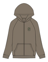 The Recycled Unisex Zip Hoodie - Army - The Oak Method - Left Chest & Full Back - Printed - Green
