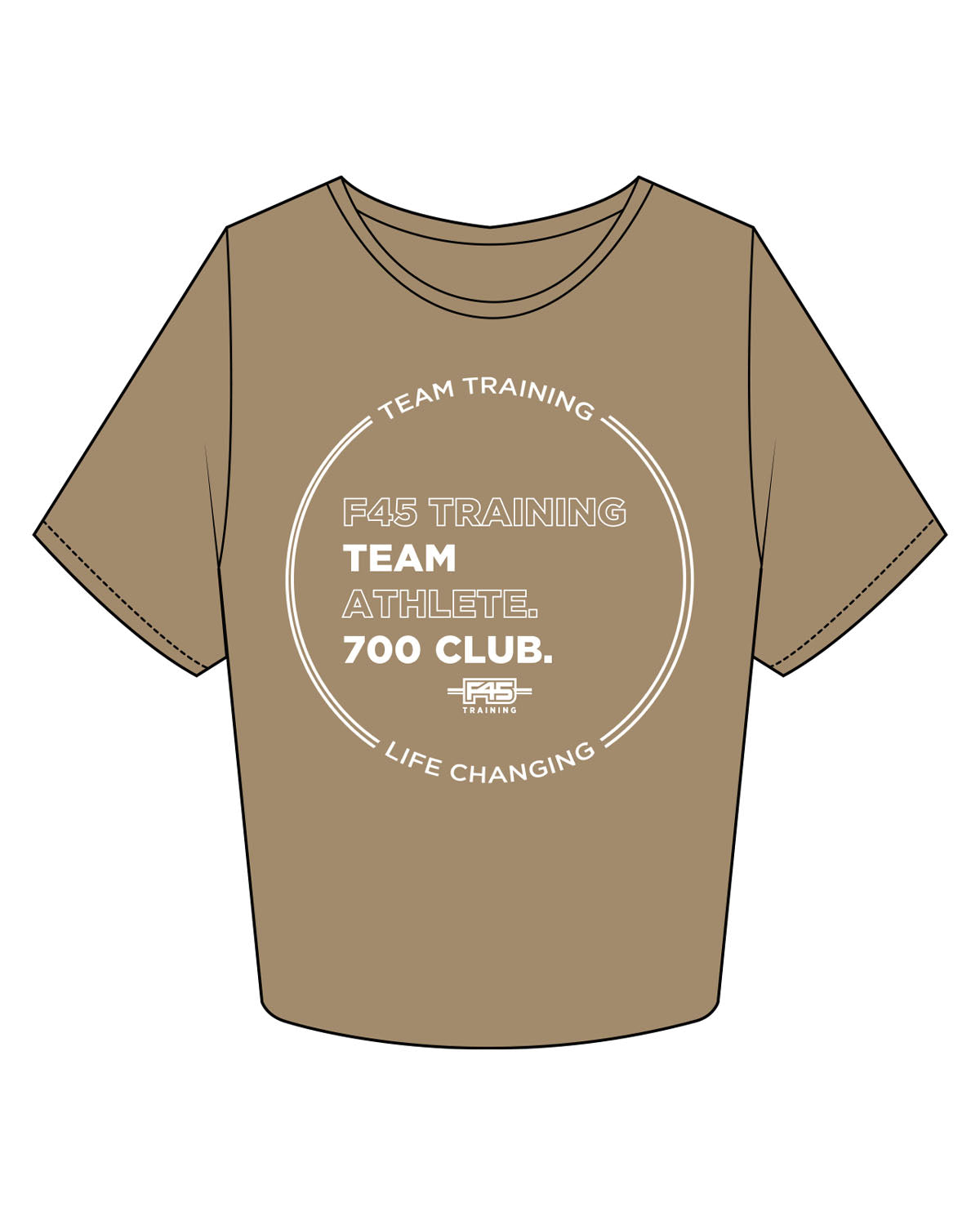 The Crop Tee - Sand - F45 La Costa - Front Round 700 Stacked - White