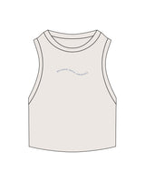 The Ribbed Crop Tank - Bone - Local Lagree - Center Chest Wavy - Embroidered - Blue
