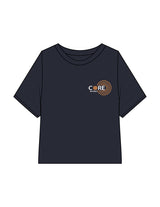 The Boxy Crop Tee - Navy - Core Precision - Left Chest Stacked - Printed - Full Color