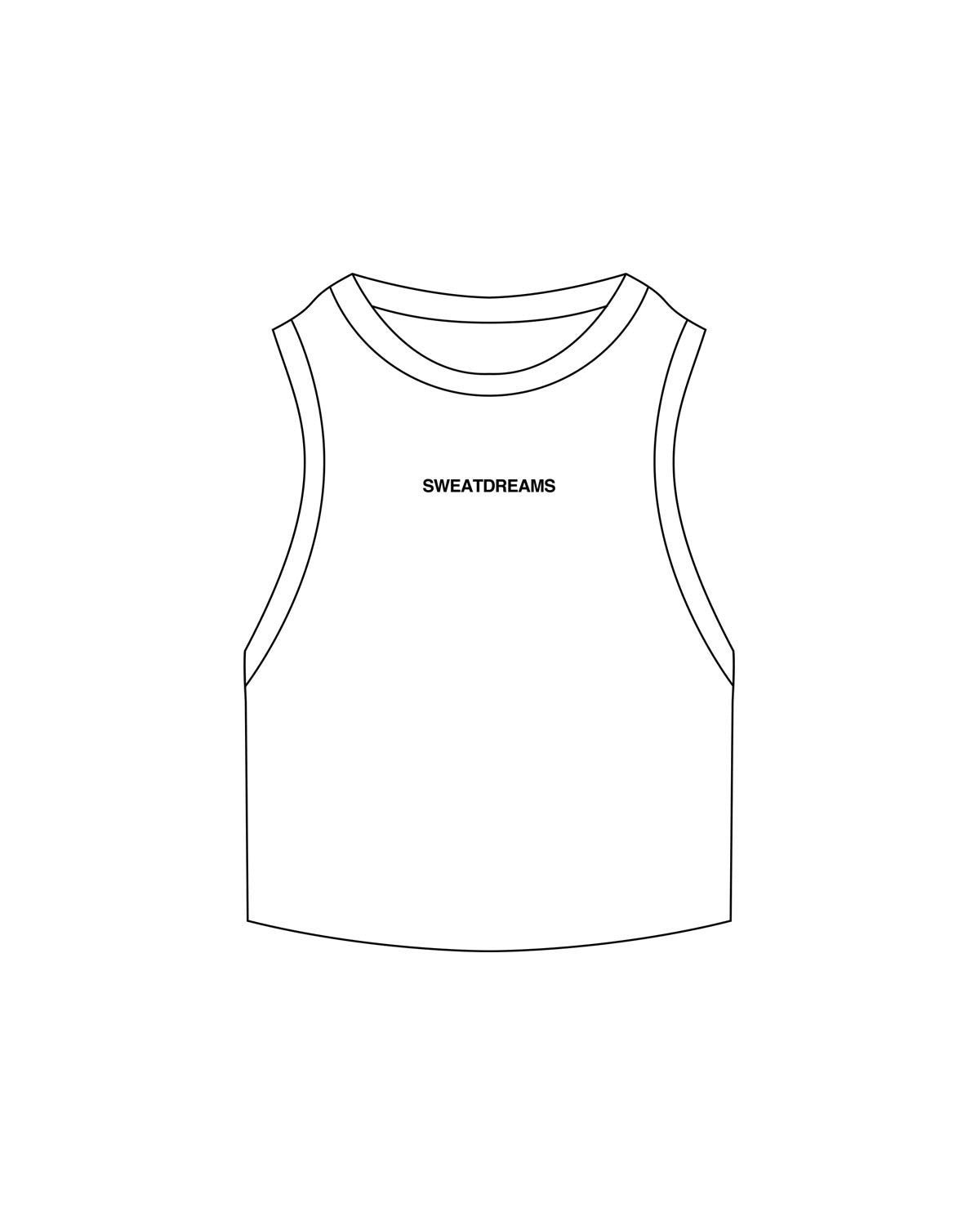 The Ribbed Crop Tank - White - SWEATDREAMS - Center Chest - Embroidered - Black