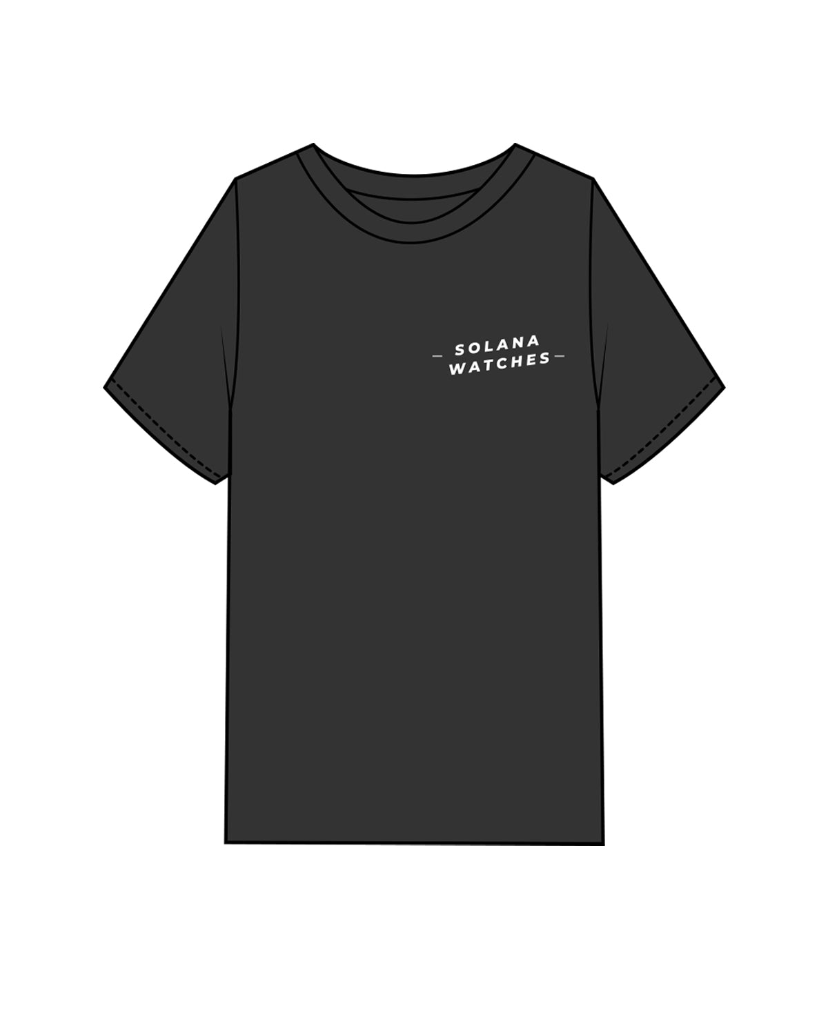The Mens Heavyweight Tee - Washed Black - Solana - Left Chest & Back Center - White