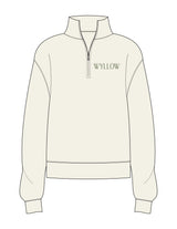 The Womens 1/4 Zip - Off White - Wyllow Physical Therapy - Left Chest & Back Stacked - Printed - Full Color