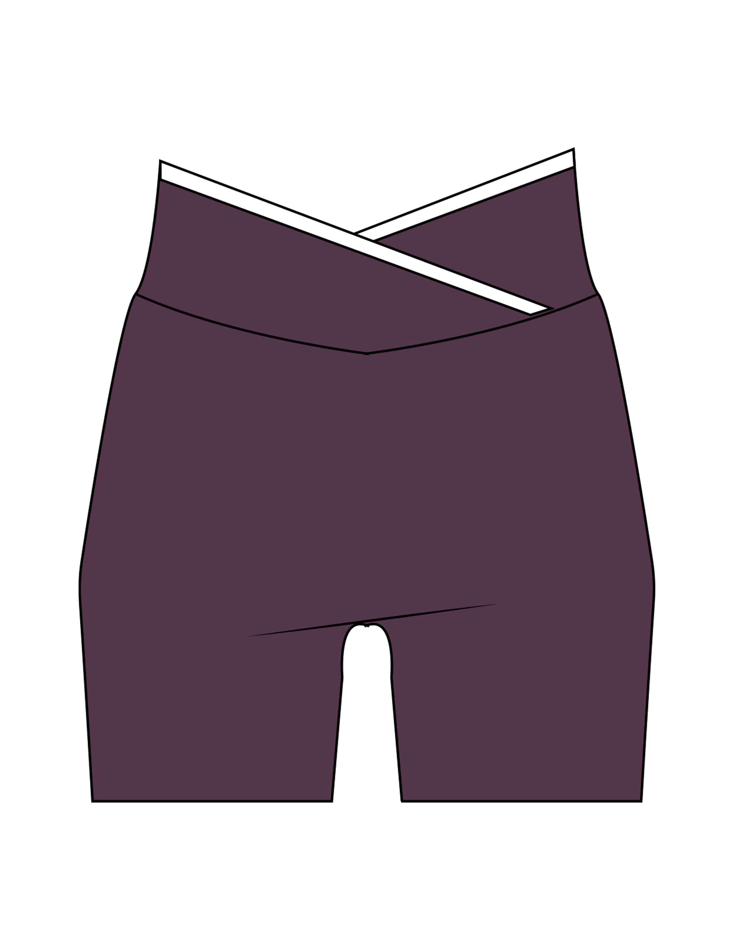 The Piped Crossover Short - Purple - Barre Life - Back Waistline - Printed - White