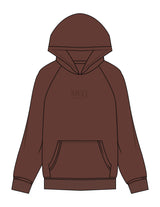 The Mens Hoodie - Chestnut - Melt Hot Pilates - Center Chest Stacked & Back Bottom - Printed - Tone on Tone