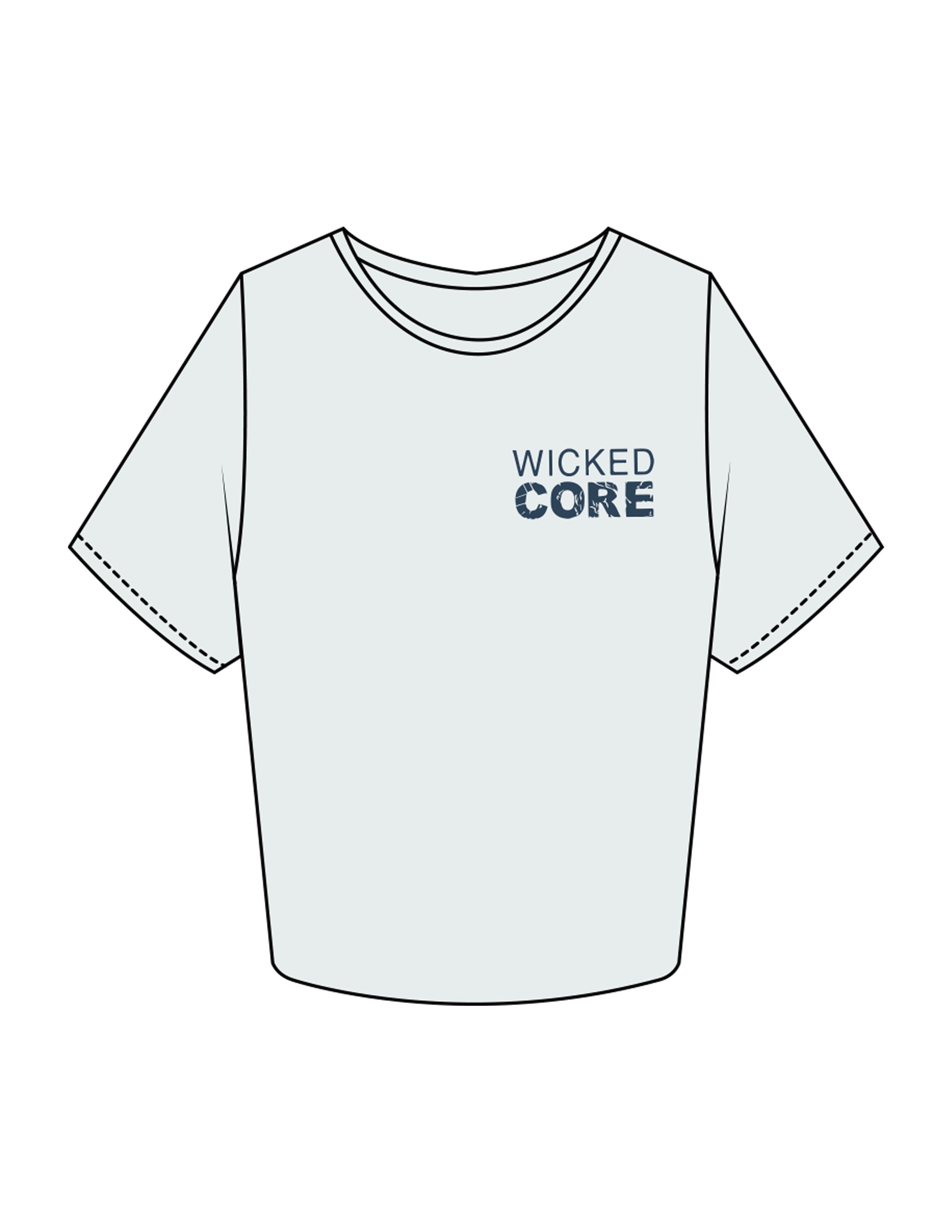 The Crop Tee - Seafoam - Wicked Core - Left Chest Stacked & Back Round - Printed - Blue