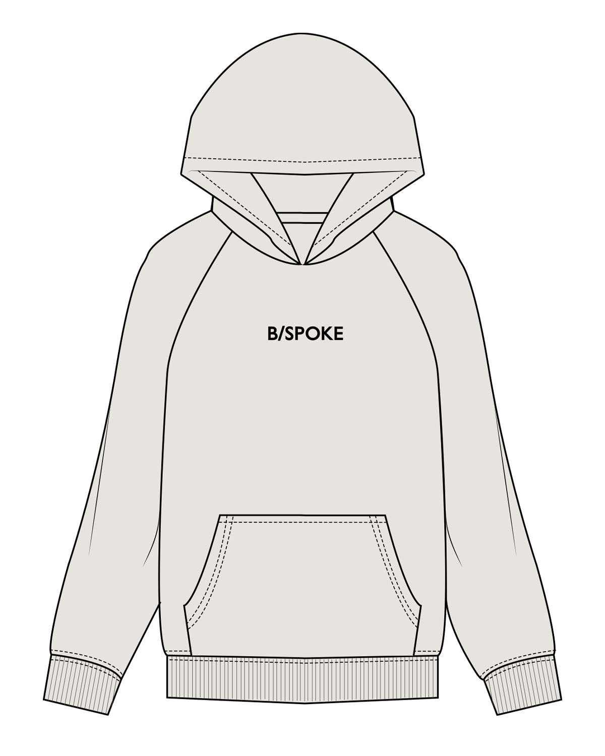 The Mens Hoodie - Washed Bone - BSPOKE - Center Chest - Black