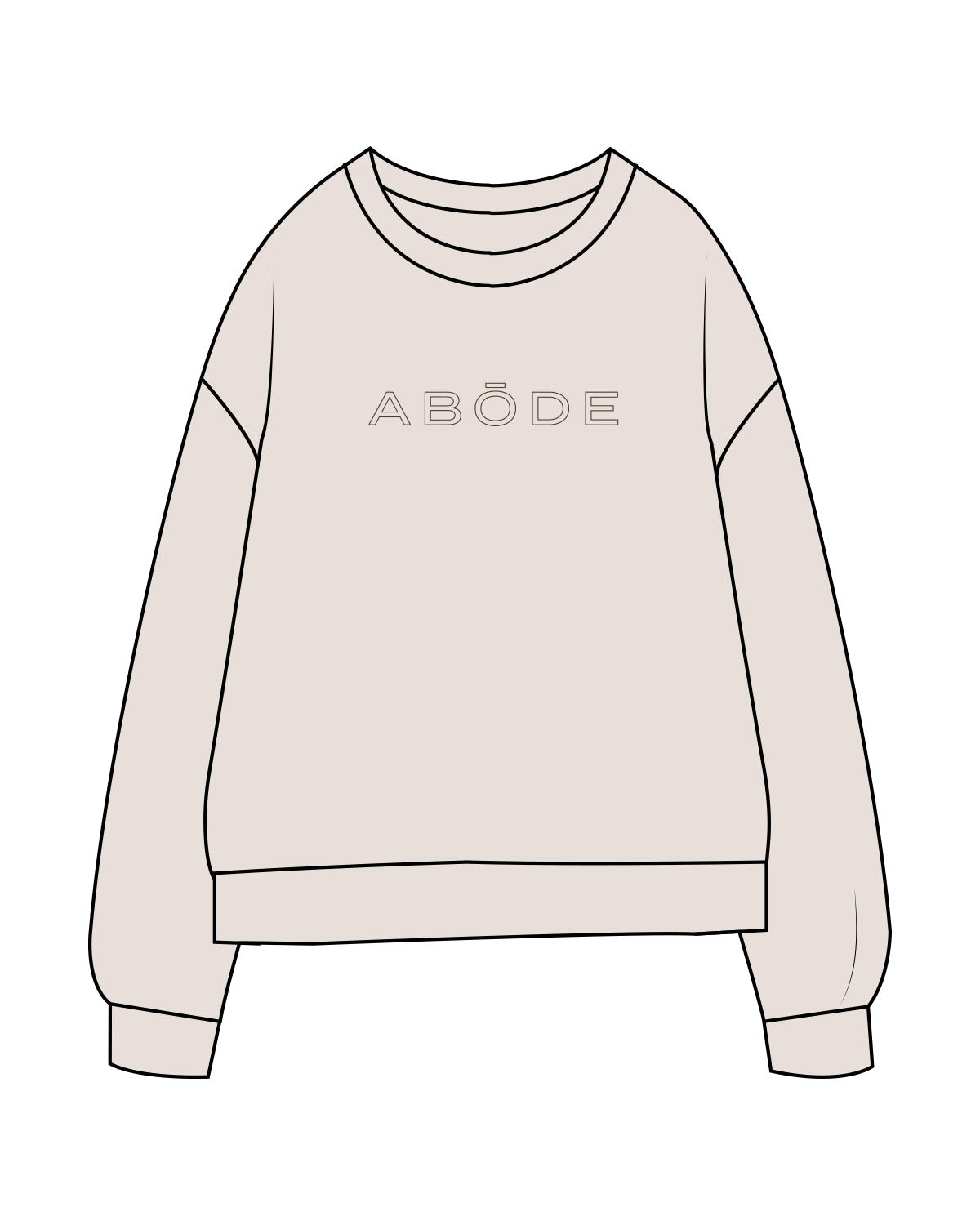 The Midweight Unisex Crewneck - Washed Ivory - Abode Skin & Wellness - Center Chest wide - Printed - Brown