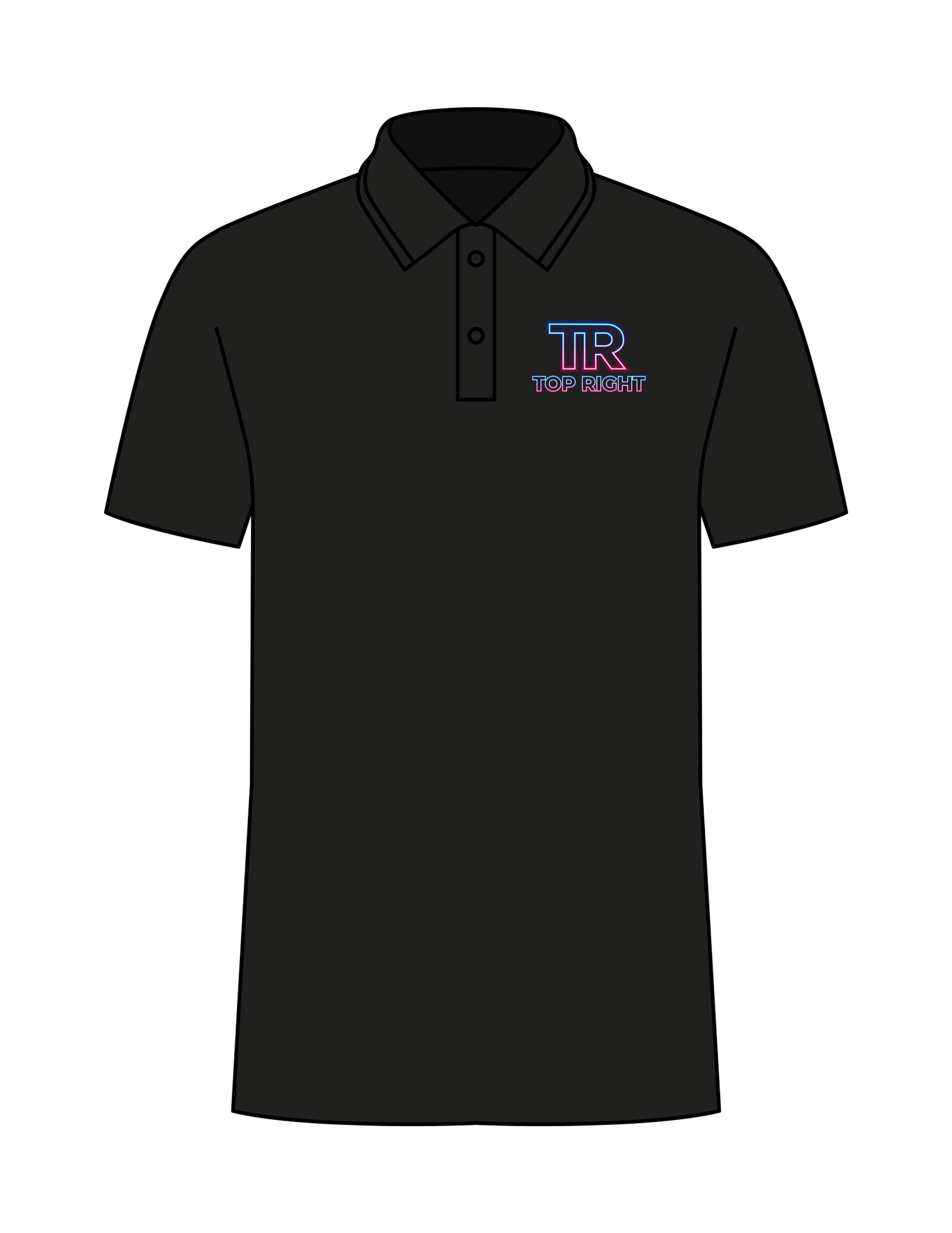 The Mens Polo - Black - Top Right Collectibles - Left Chest Stacked - Printed - Full Color