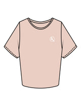 The Crop Tee - Pale Pink - Karve - Left Chest & Back Image - Printed - White