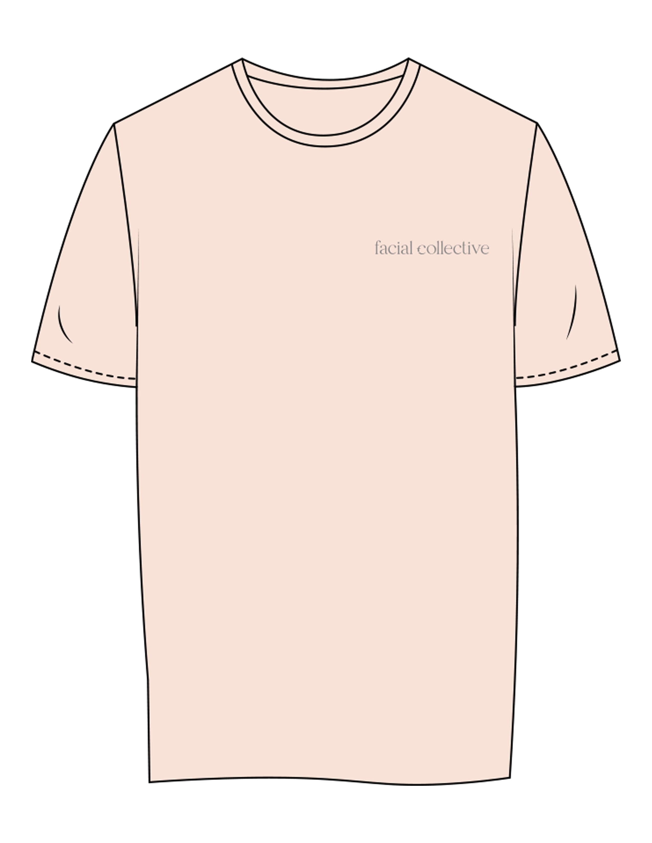 The Womens Tee - Pale Pink - Facial Collective - Left Chest - Printed - Gray