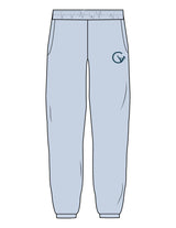The Mens Sweatpants - Powder - Movement With Chels - Left Leg - Printed - Dark Blue