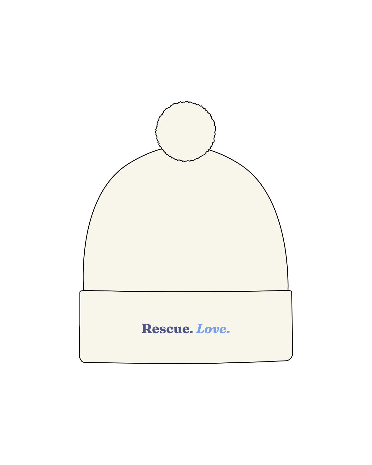 The Pom Pom Beanie - Off White - LLR - Center Brim - Embroidered - Full Color