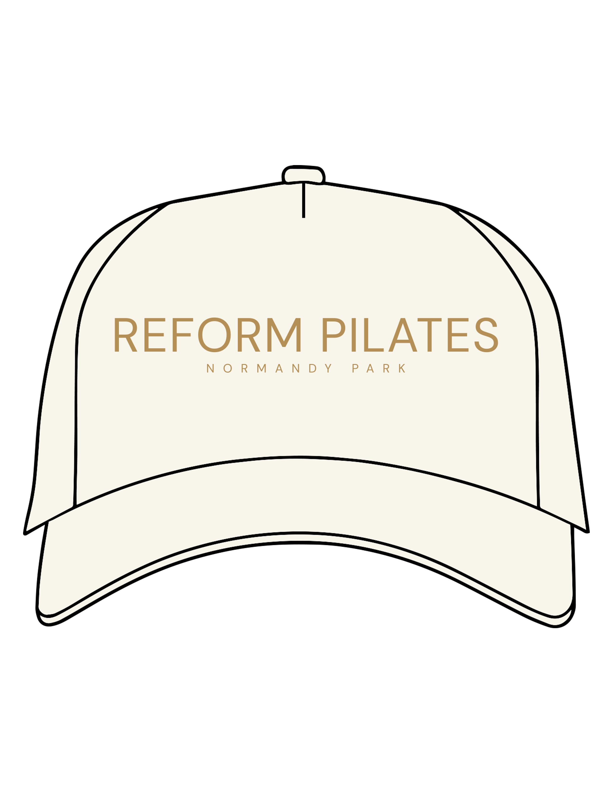 The Foam Trucker - Off White - Reform Pilates - Center Crown Stacked - Printed - Gold