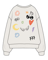 The Mens Crewneck - Bone - The Supper Club - Both Sleeve " ICONS " - Center Chest Portrait & Back " ICONS " - Printed - Full Color