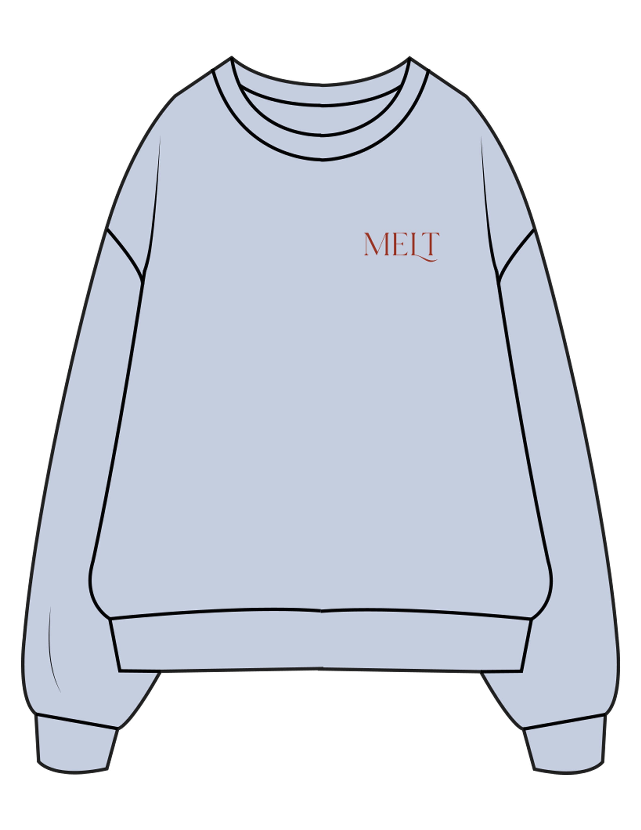 The Mens Crewneck - Powder - Melt Hot Pilates - Left Chest "MELT" - Embroidered - Maroon