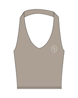 The Halter Tank - Brown - Honor Pilates - Left Chest Logo & Center Bottom - Printed - Off White
