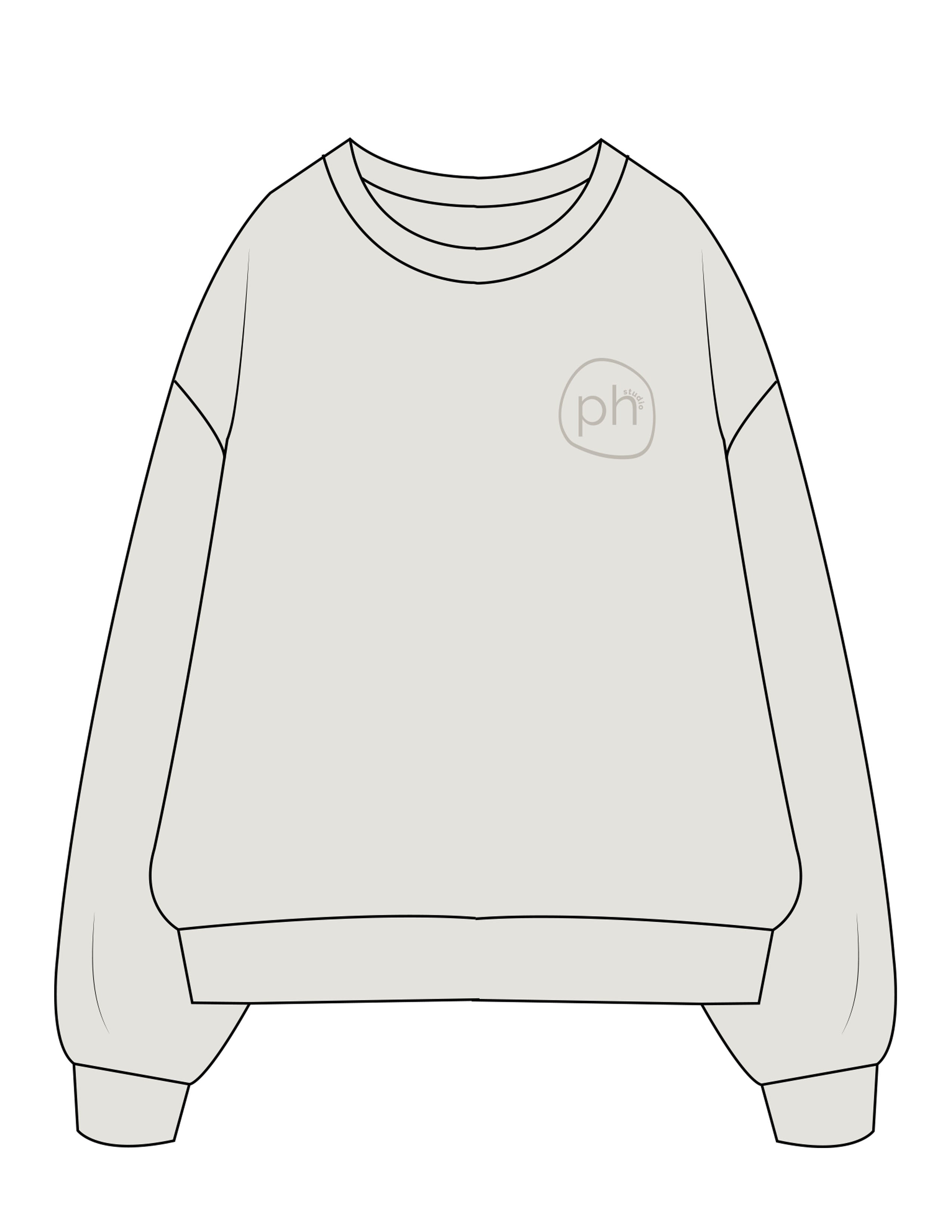 The Mens Crewneck - Washed Bone - PHS - Left Chest - Embroidered - Tone on Tone