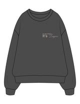 The Womens Crewneck - Washed Black - Lagree Fit Expo It's Lagree - Left Chest & back Spine - Printed - Bone