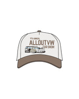 The Canvas Cap - Natural / Walnut - VW Car Show - Center Crown Stacked - "Vintage Cars" Logo - Printed - Full Color