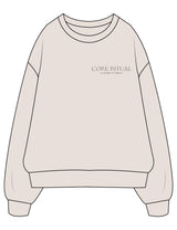 The Womens Crewneck - Bone - Core Ritual - Left Chest Stacked & Back Round - Printed - Taupe