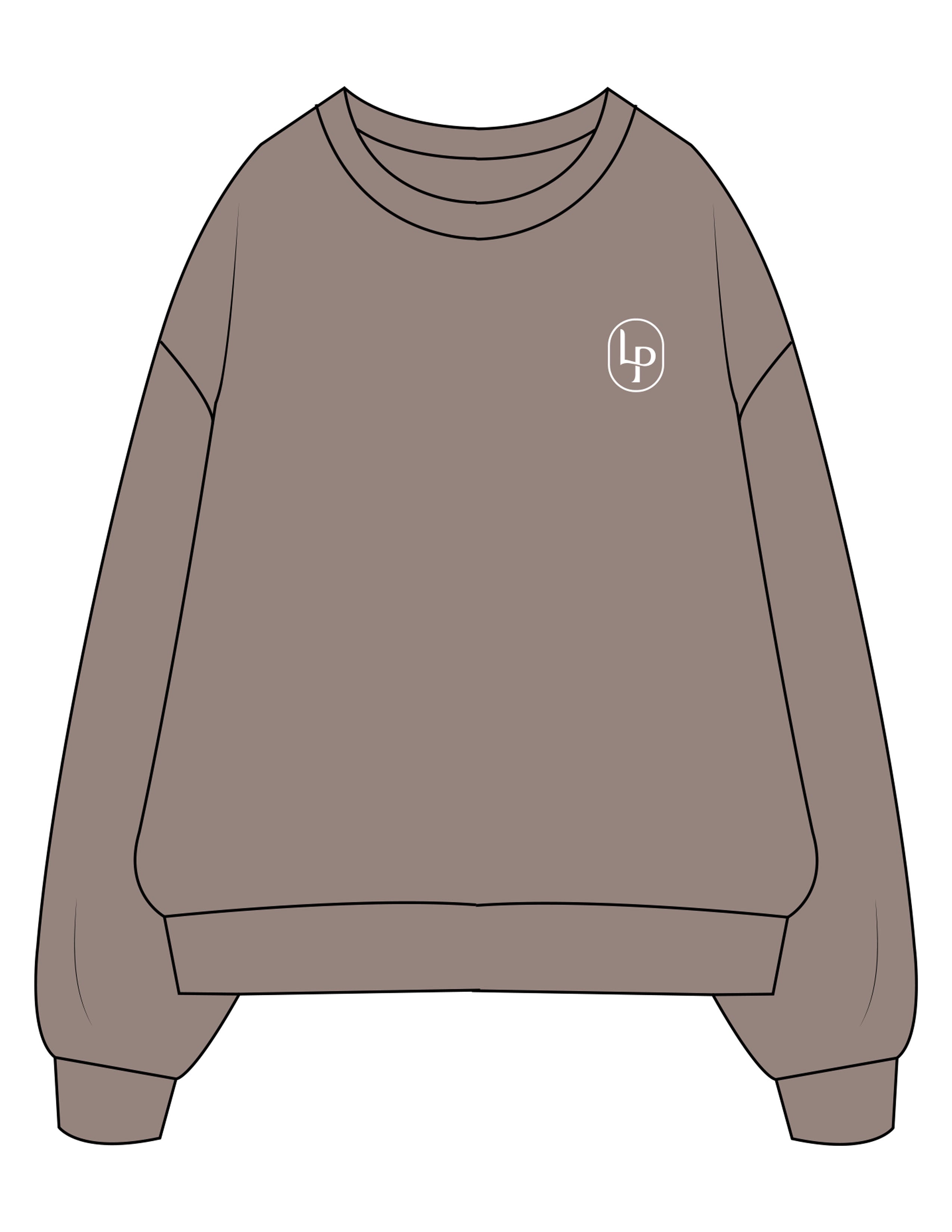 The Mens Crewneck - Washed Gray - Lume Pilates - Left Chest Oval & Back Stacked - Printed - White