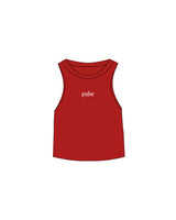 The Micro Rib Racer Crop - Red - Pulse Lagree Fitness - Center Chest - Printed - White