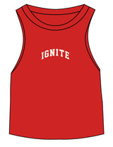 The Micro Rib Racer Crop - Red - Ignite Barre & Fitness - Center Chest Arc - Printed - Off White