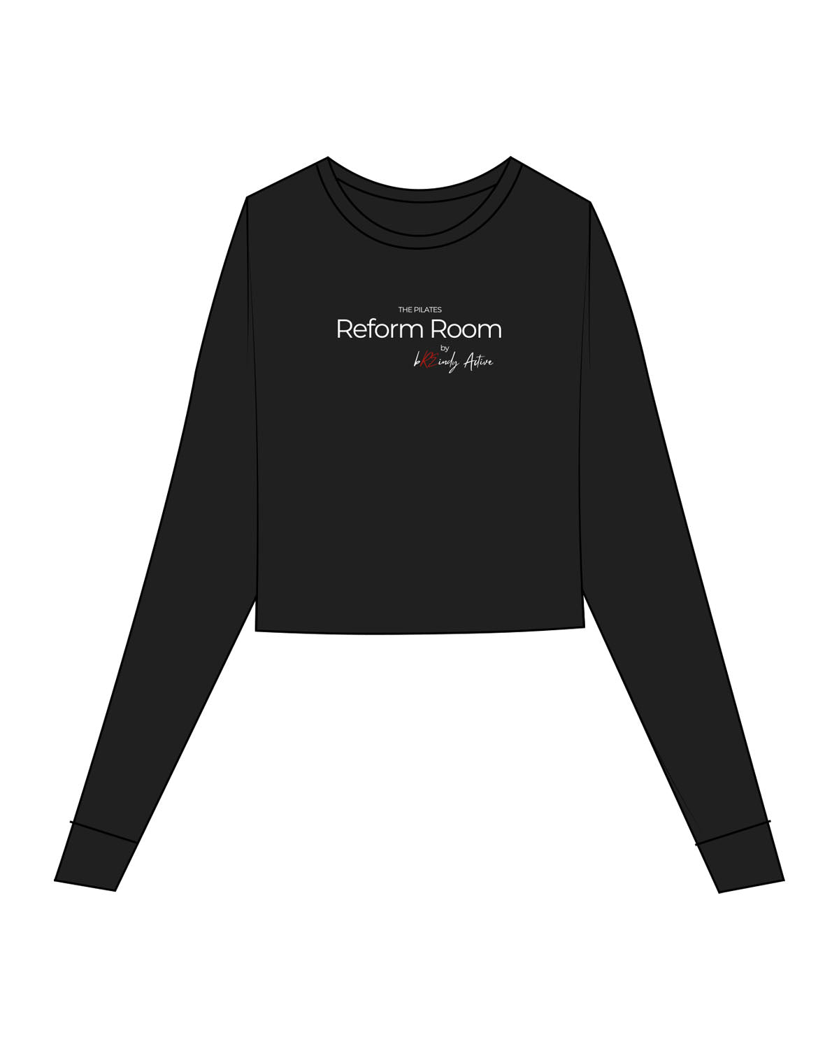 The Micro Rib Crop Long Sleeve - Black - Breindy Active - Center Chest - Printed - Full Color
