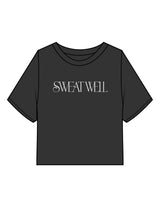 The Heavyweight Crop Tee - Washed Black - Sweat Well - Center Chest - Printed - Off White