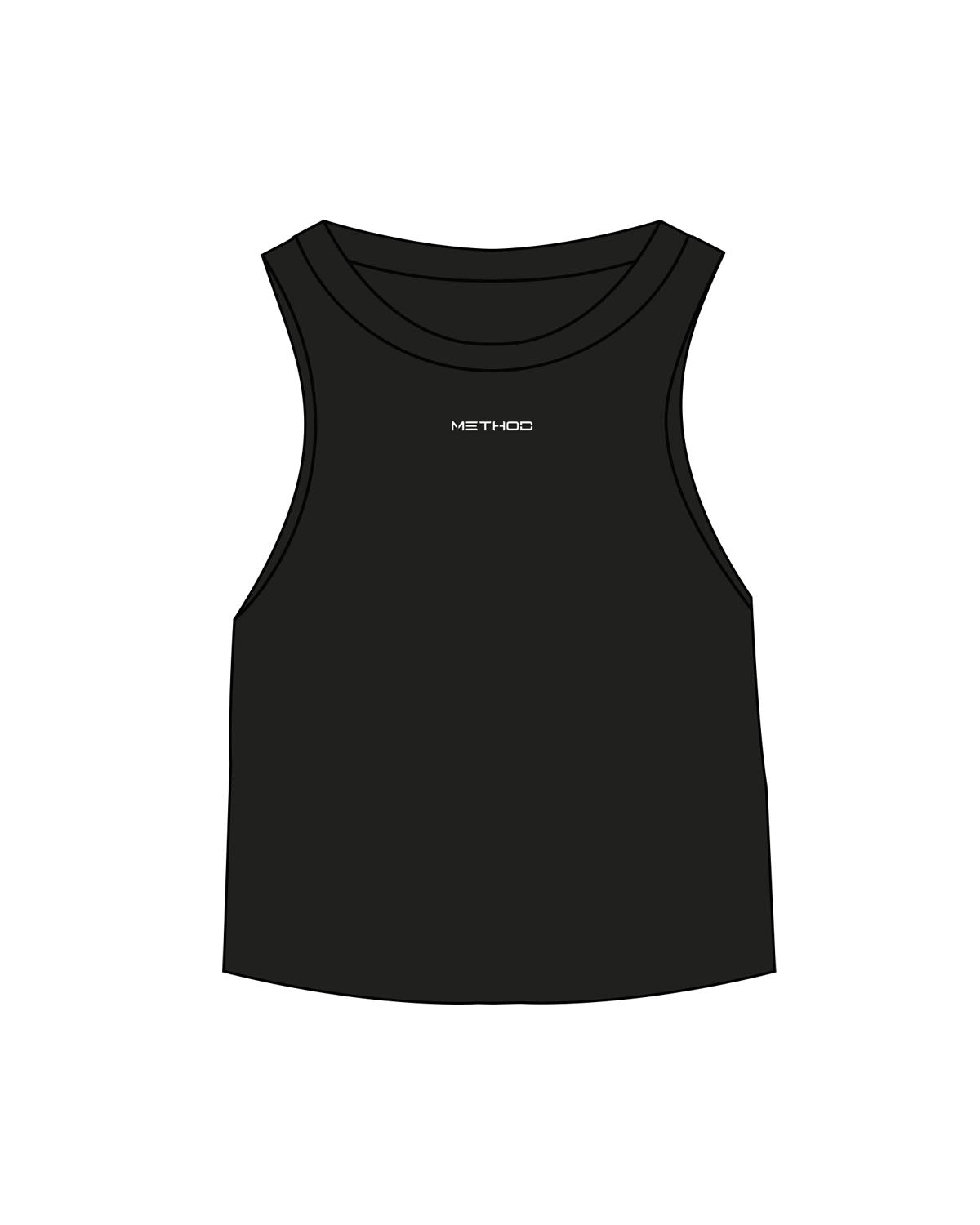 The Micro Rib Racer Crop - Black - TML - Center Chest - Embroidered - White