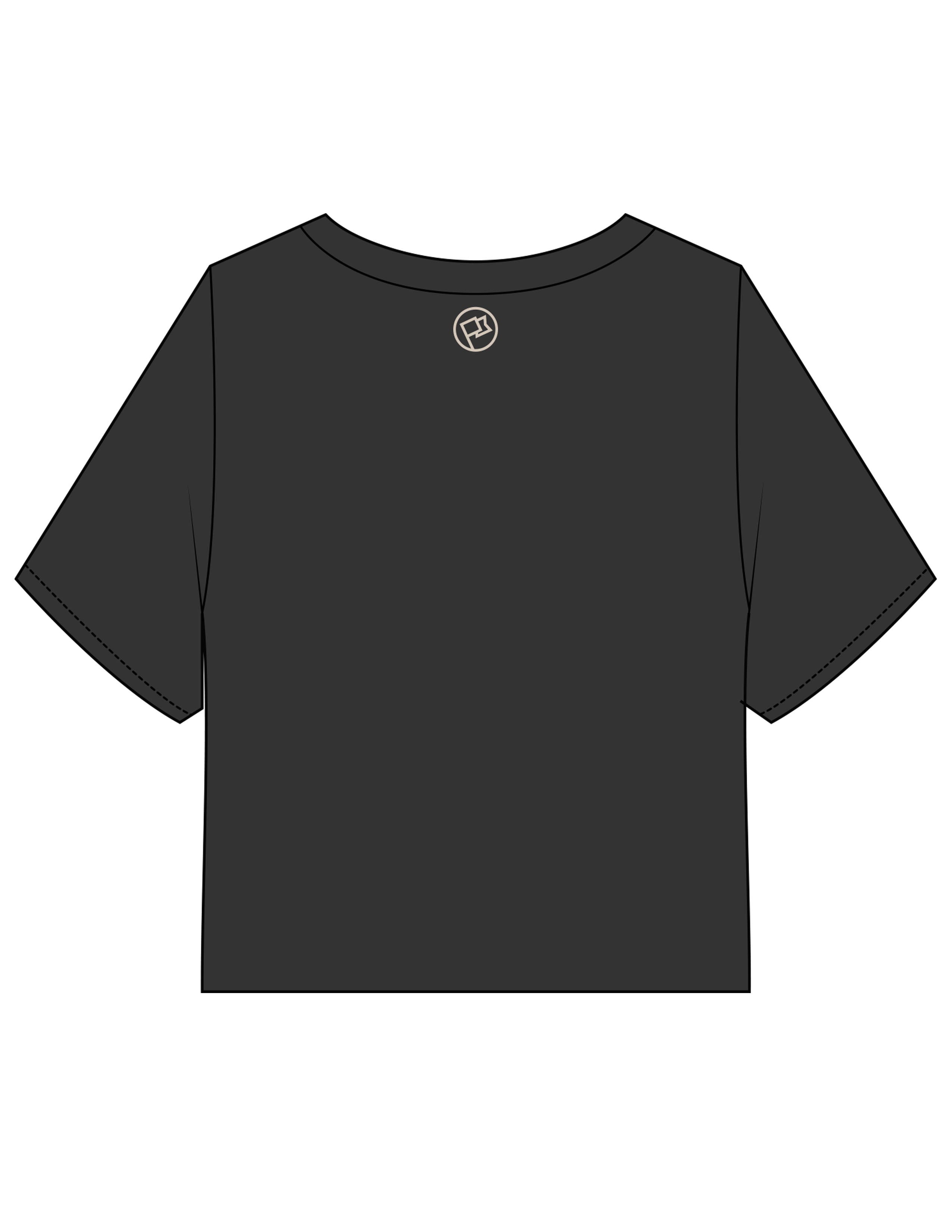The Heavyweight Crop Tee - Washed Black - Anthem Church - Center Chest & Back Neckline - Printed - Taupe
