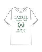 The Mens Heavyweight Tee - White - Peak 45 - Salt Lake - Center Chest Stacked - Green