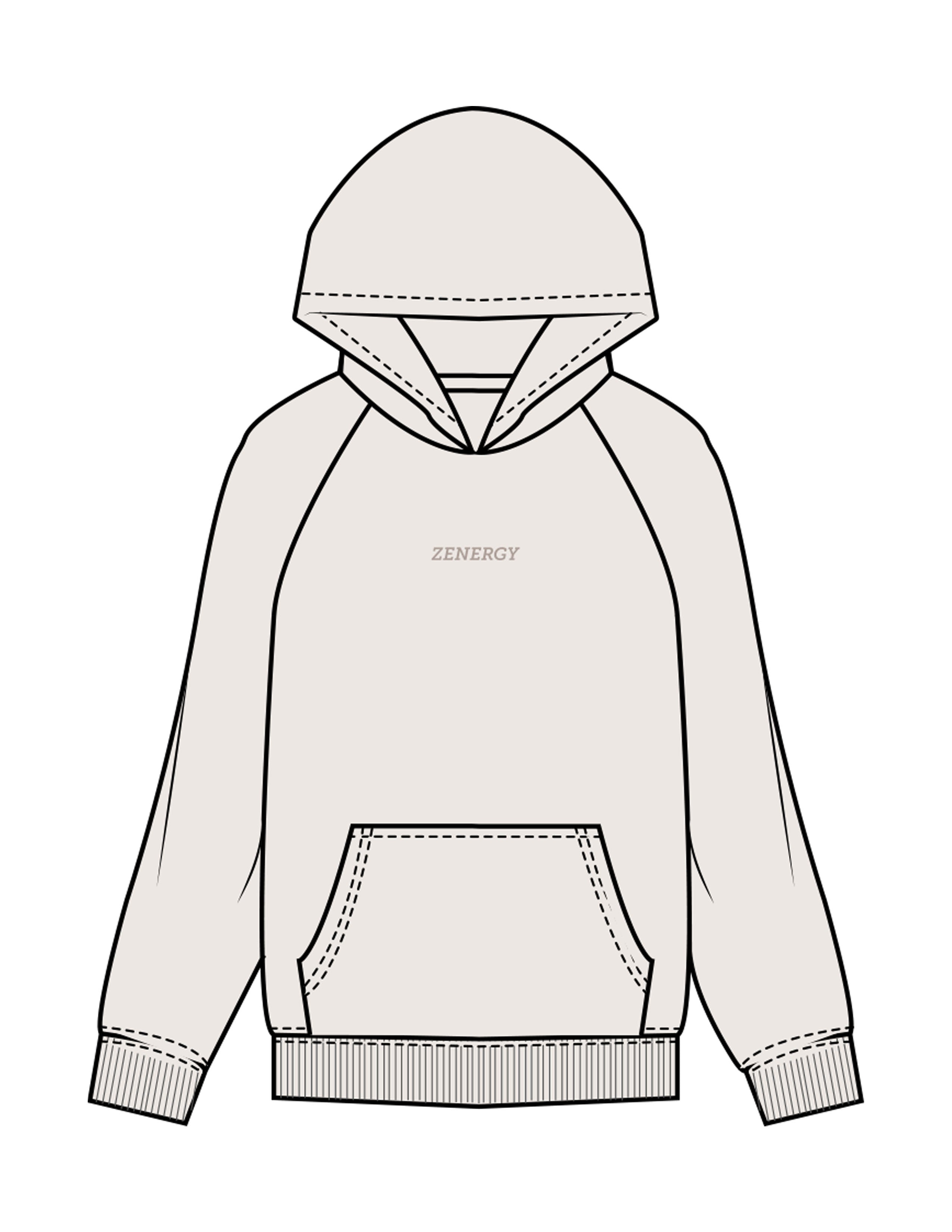 The Womens Hoodie - Bone - ZENERGY CYCLING - Center Chest - Embroidered - Tone on Tone