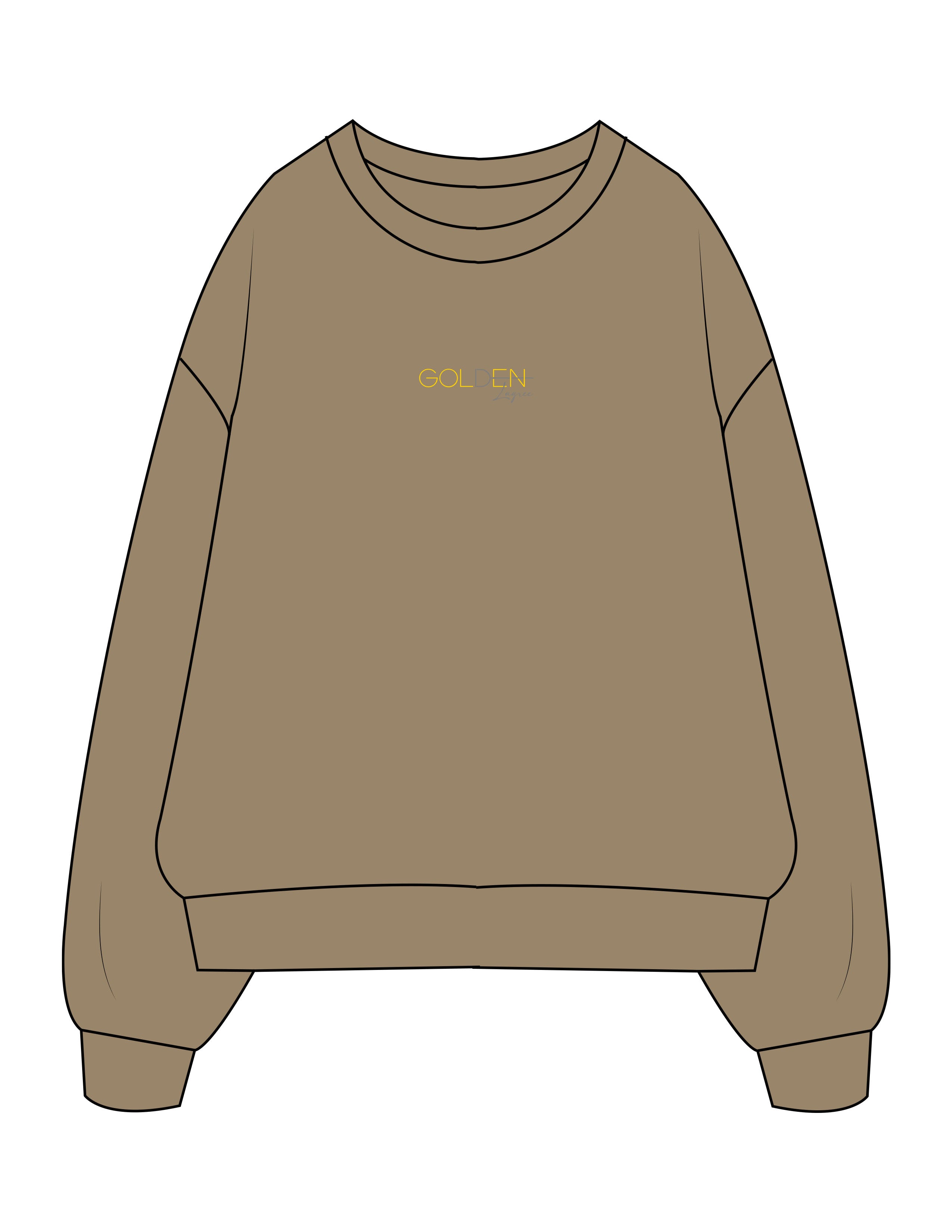 The Mens Crewneck - Sand - Golden Lagree - Center Chest Stacked - Embroidered - Full Color
