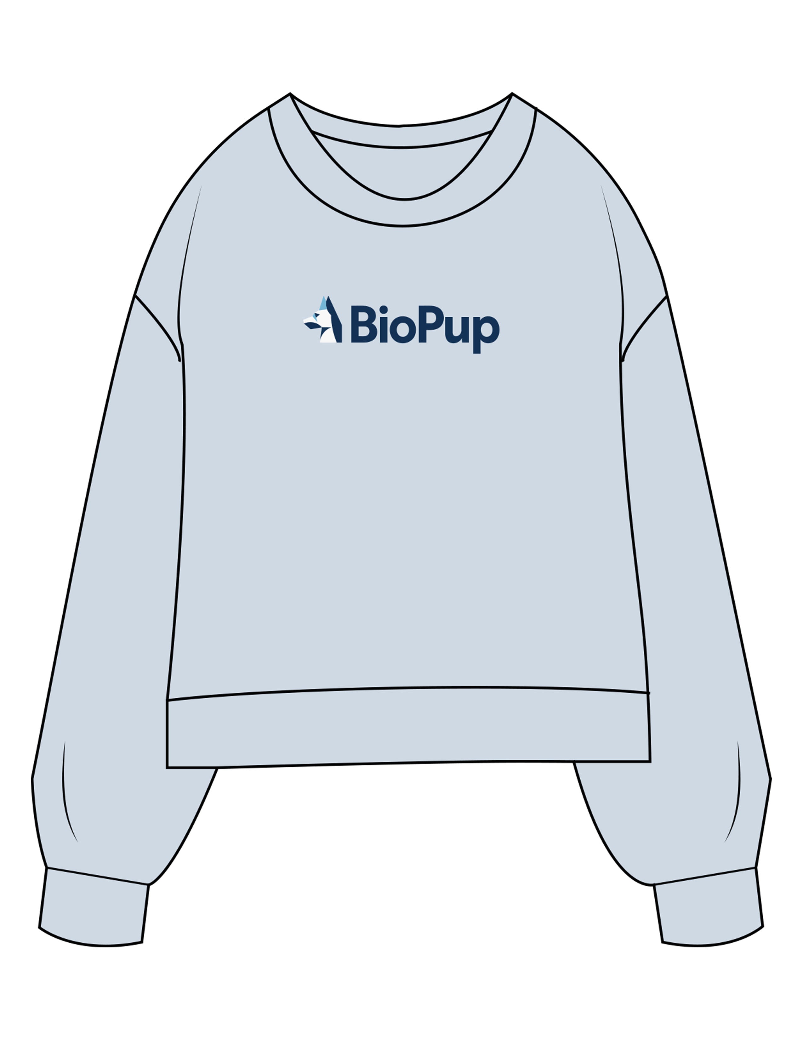 The Womens Sueded Crewneck - Denim Blue - BioPup - Center Chest - Printed - Full Color