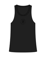 The Womens Full Length Tank - Black - The Oak Method - Center Chest Round - Printed - Tone on Tone
