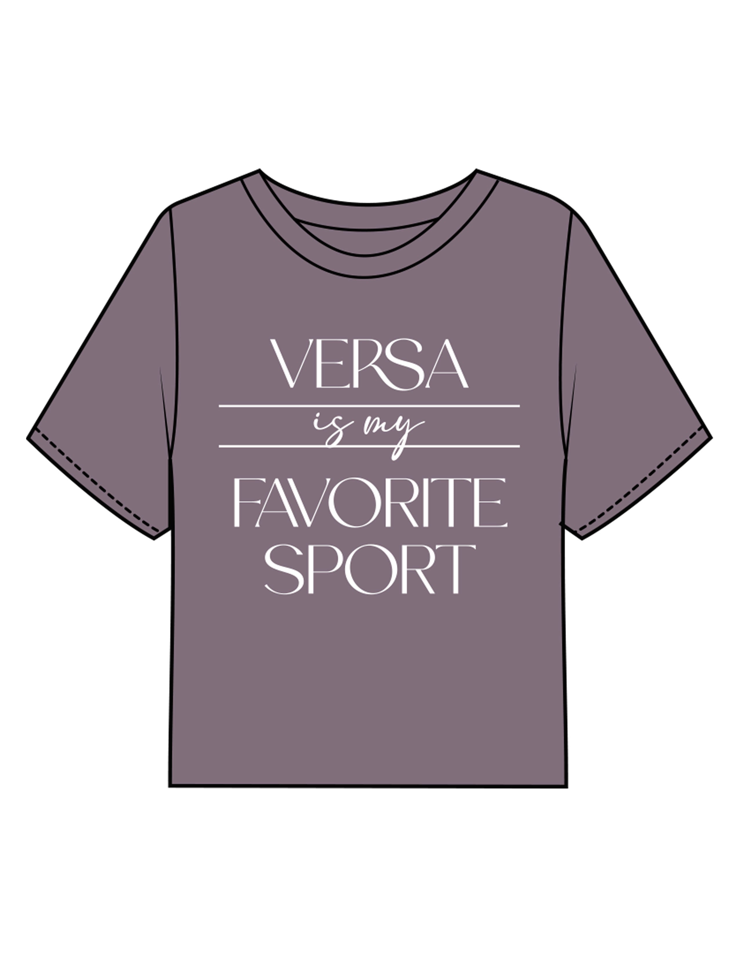 The Boxy Crop Tee - Mauve - HiLo - Chest Stacked "VERSA" & Back Neckline Round - Printed - White