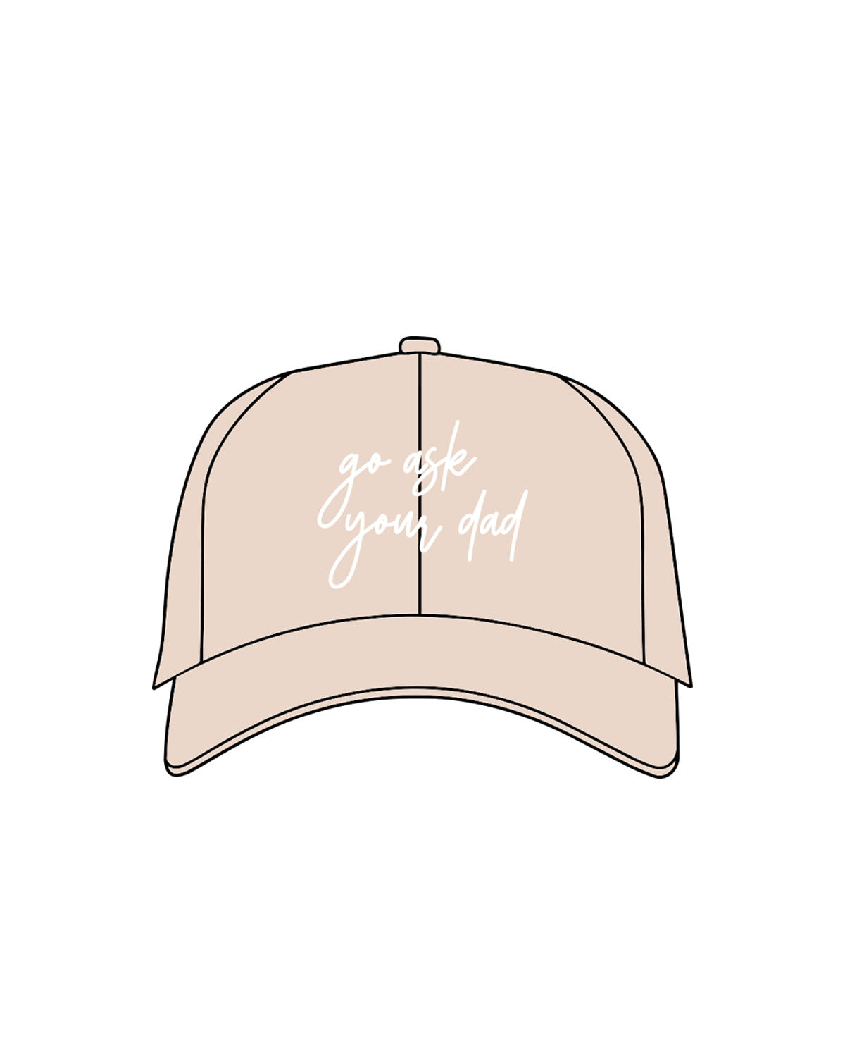 The Dad Hat - Stone - New Mom School - Center Crown & Back Panel - Embroidered - White